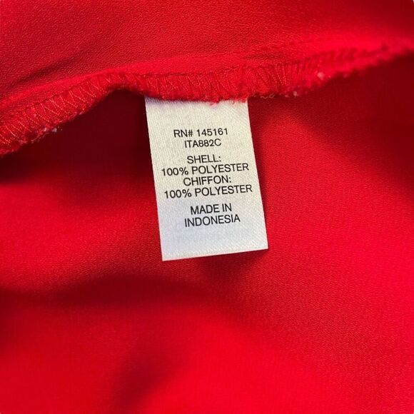Charming Charlie Red Asymmetrical Chiffon Tunic Sz XL - Picture 8 of 9